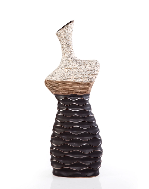 Zdjęcie: Wazon dekoracyjny Gina 17x8x50 cm kremowo-brązowy EUROFIRANY