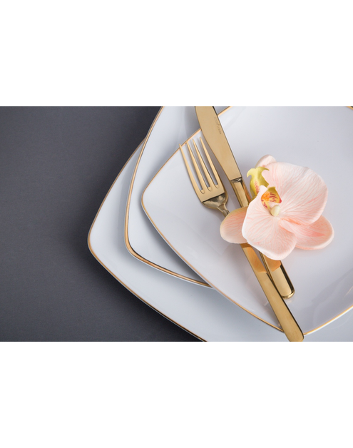 Zdjęcie: Zestaw obiadowy Mariapaula moderna kwadratowa gold 6-osobowy, 18 elementów ALTOMDESIGN