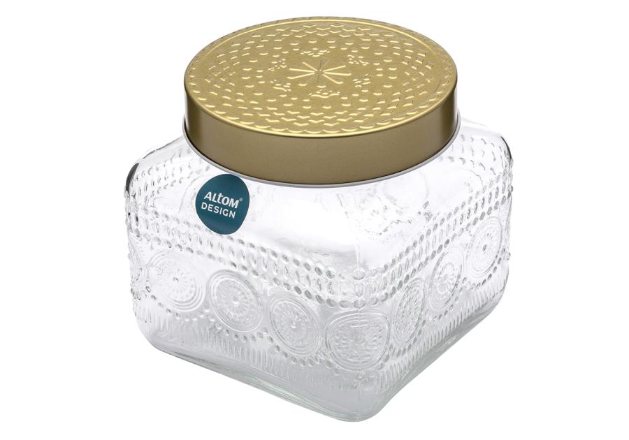 Zdjęcie: Pojemnik kwadratowy Daisy z pokrywką w kolorze złota 12,5x12,5x12 cm ALTOM DESIGN