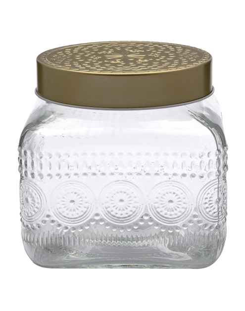 Zdjęcie: Pojemnik kwadratowy Daisy z pokrywką w kolorze złota 12,5x12,5x12 cm ALTOM DESIGN