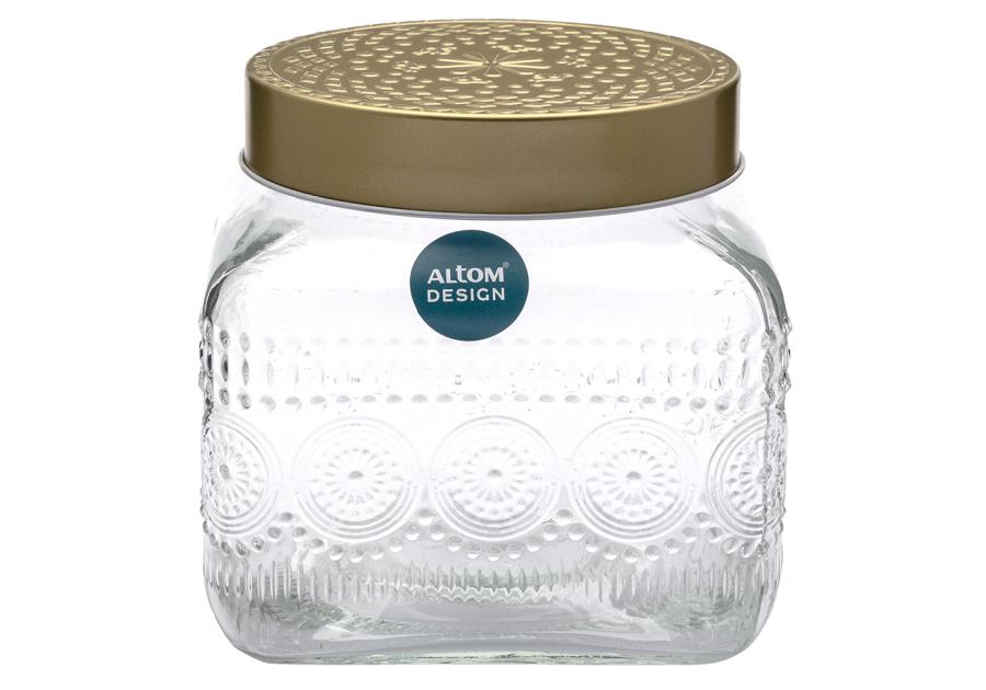 Zdjęcie: Pojemnik kwadratowy Daisy z pokrywką w kolorze złota 12,5x12,5x12 cm ALTOM DESIGN