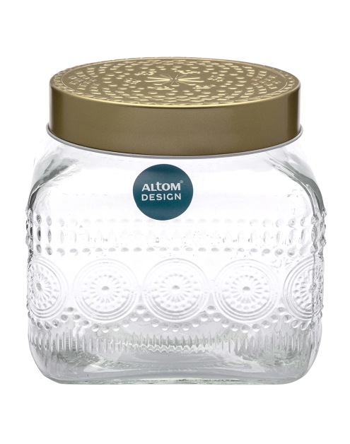 Zdjęcie: Pojemnik kwadratowy Daisy z pokrywką w kolorze złota 12,5x12,5x12 cm ALTOM DESIGN