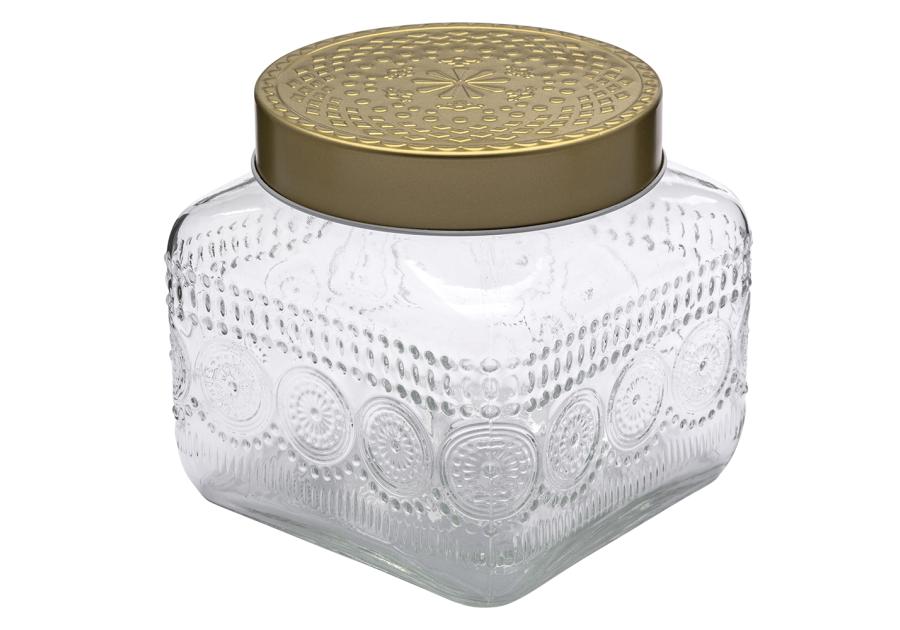 Zdjęcie: Pojemnik kwadratowy Daisy z pokrywką w kolorze złota 12,5x12,5x12 cm ALTOM DESIGN