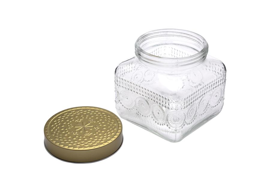 Zdjęcie: Pojemnik kwadratowy Daisy z pokrywką w kolorze złota 12,5x12,5x12 cm ALTOM DESIGN