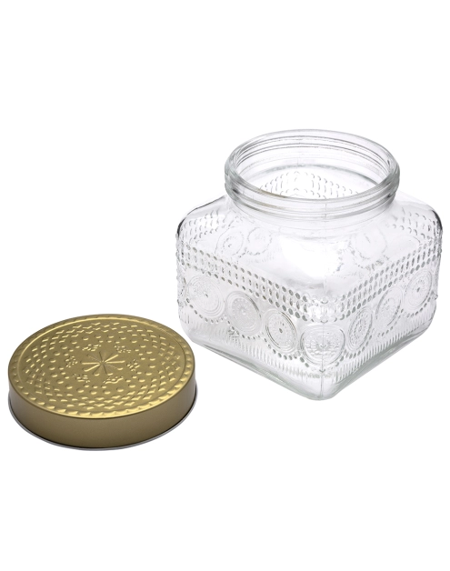 Zdjęcie: Pojemnik kwadratowy Daisy z pokrywką w kolorze złota 12,5x12,5x12 cm ALTOM DESIGN