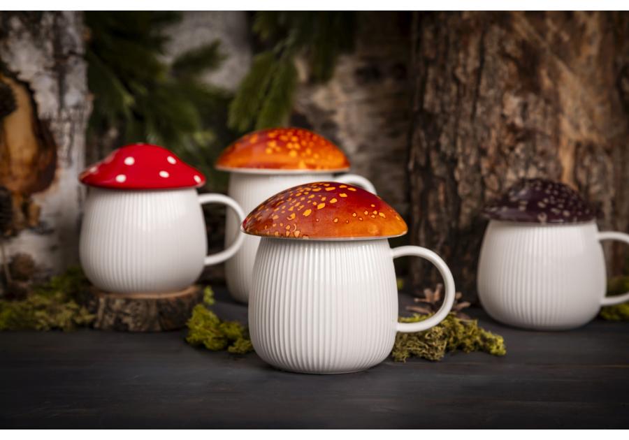 Zdjęcie: Kubek Pod kapeluszem 450 ml w kształcie grzybka z rudą pokrywką ALTOM DESIGN