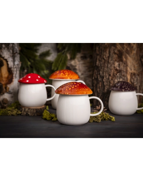 Zdjęcie: Kubek Pod kapeluszem 450 ml w kształcie grzybka z rudą pokrywką ALTOM DESIGN