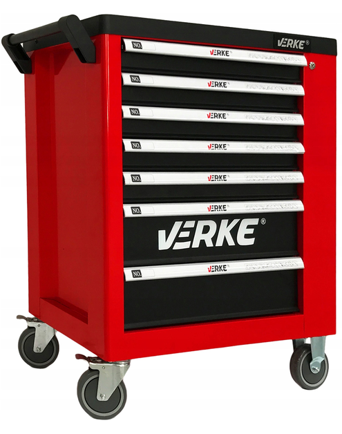 Zdjęcie: Szafka narzędziowa 7+1 szuflad czerwona VERKE