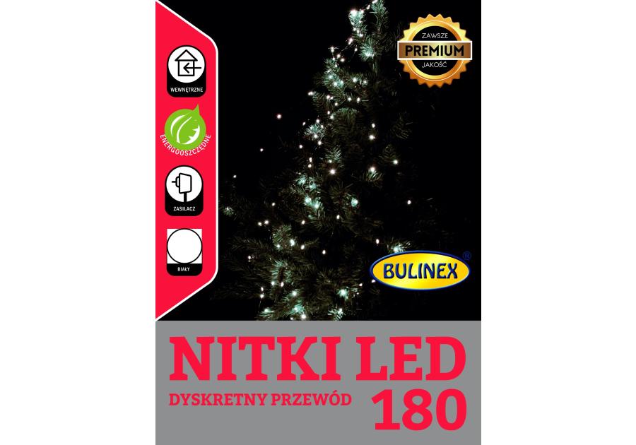 Zdjęcie: Lampki choinkowe LED łezk 180 lampek - 2 m z zasilaczem zimny biały BULINEX