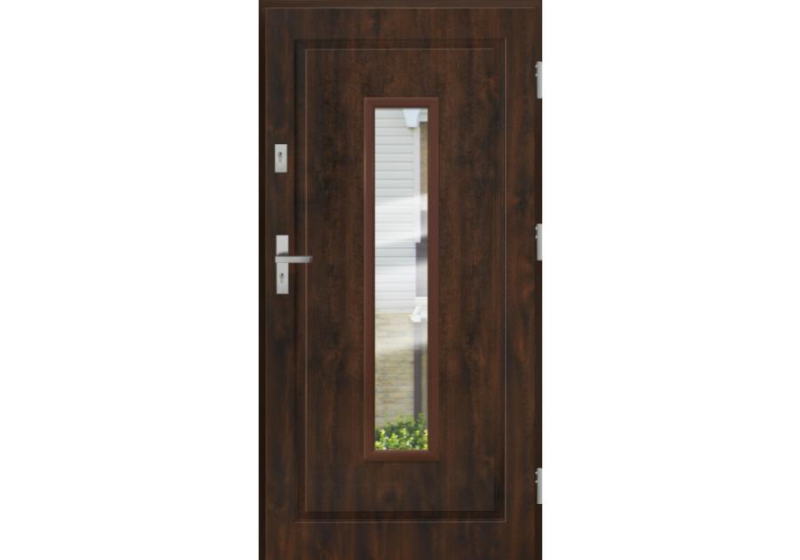 Zdjęcie: Drzwi zewnętrzne stalowo-drewniane Disting Mario 09 Orzech 80 cm prawe KR CENTER