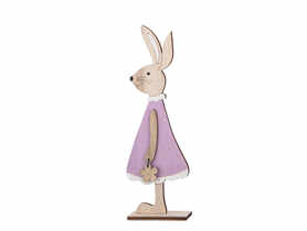 Figurka Pani Zając z welurową sukienką 7,5x3,5x22,5 cm kolor fioletowy ALTOMDESIGN