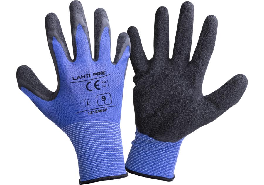 Zdjęcie: Rękawice lateks niebiesko-czarne l212410p, 12 par, "10",CE,LAHTI PRO