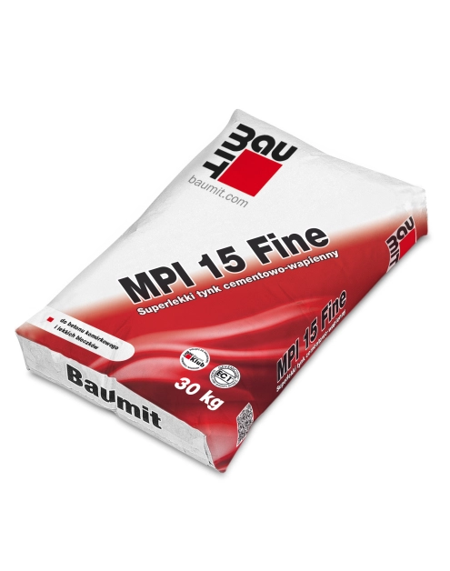 Zdjęcie: Tynk cementowo-wapienny MPI 15 Fine 30 kg BAUMIT