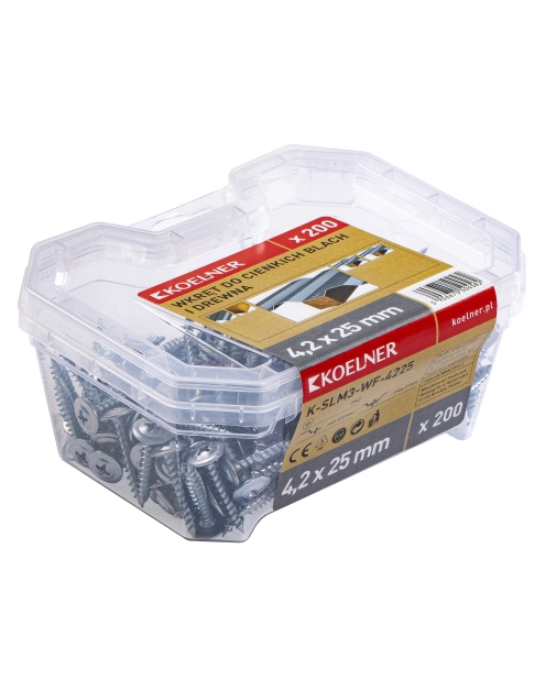 Zdjęcie: Wkręt do cienkich blach i drewna 4,2x25 mm, 200 sztuk KOELNER