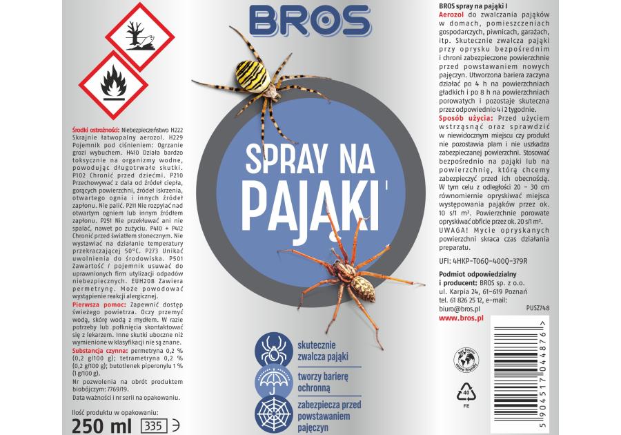 Zdjęcie: Spray na pająki 250 ml BROS