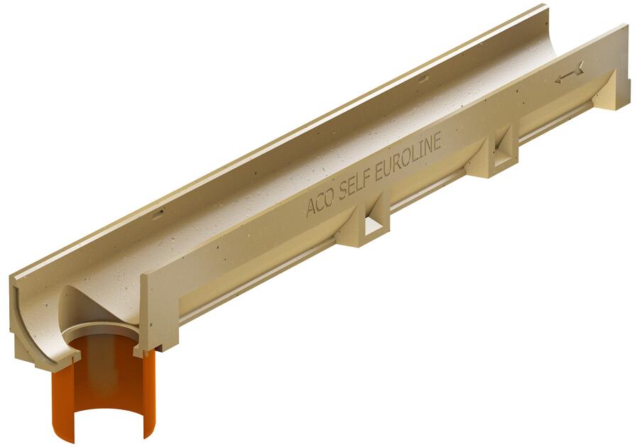 Zdjęcie: Korytko, odwodnienie bez rusztu z polimerobetonu 1m z króćcem fi 110 Self Euroline ACO