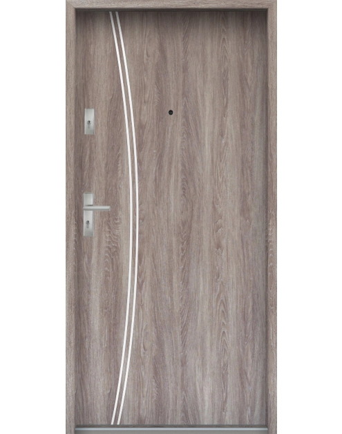 Zdjęcie: Drzwi wejściowe do mieszkań Bastion R-61 Dąb japoński 80 cm prawe ODR KR CENTER
