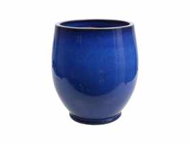 Donica ceramika szkliwiona 35x32 cm niebieski CERMAX