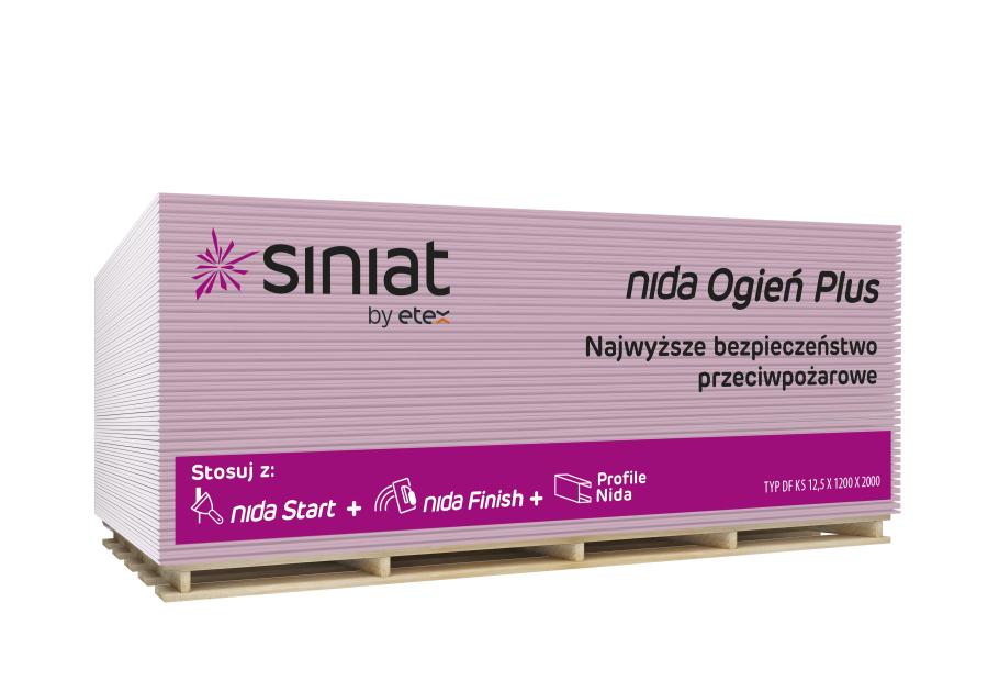 Zdjęcie: Płyta g-k 18x1200x2000 mm Nida Ogień Plus GKF SINIAT