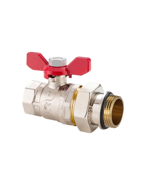 Zdjęcie: Zawór kulowy 3/4" w/z z półśrubunkiem, o-ringiem i motylkiem, CALIDO