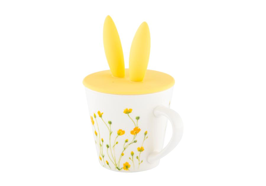 Zdjęcie: Kubek stożek Kaczeńce 330 ml z pokrywką silikonową uszy zająca ALTOM DESIGN