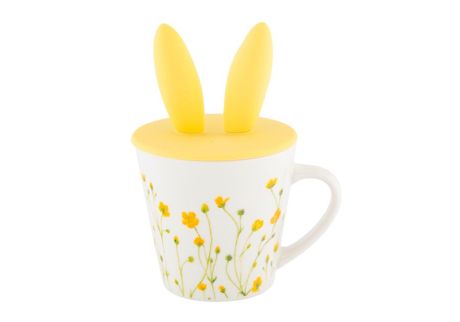 Zdjęcie: Kubek stożek Kaczeńce 330 ml z pokrywką silikonową uszy zająca ALTOM DESIGN