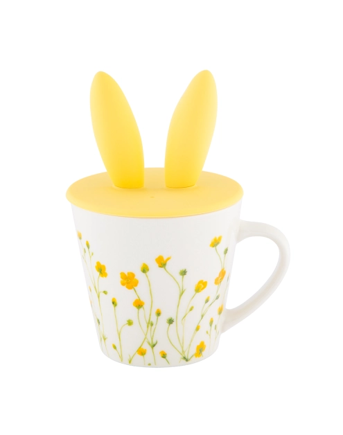 Zdjęcie: Kubek stożek Kaczeńce 330 ml z pokrywką silikonową uszy zająca ALTOM DESIGN