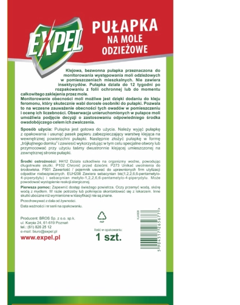 Zdjęcie: Pułapka na mole odzieżowe EXPEL