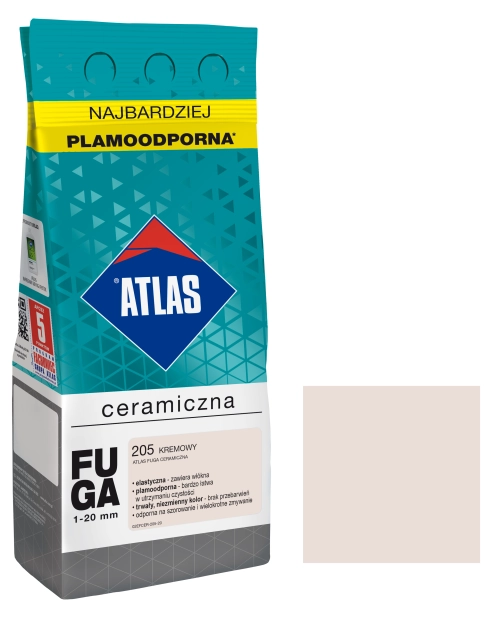 Zdjęcie: Fuga ceramiczna 205 kremowy, alubag, 2 kg ATLAS