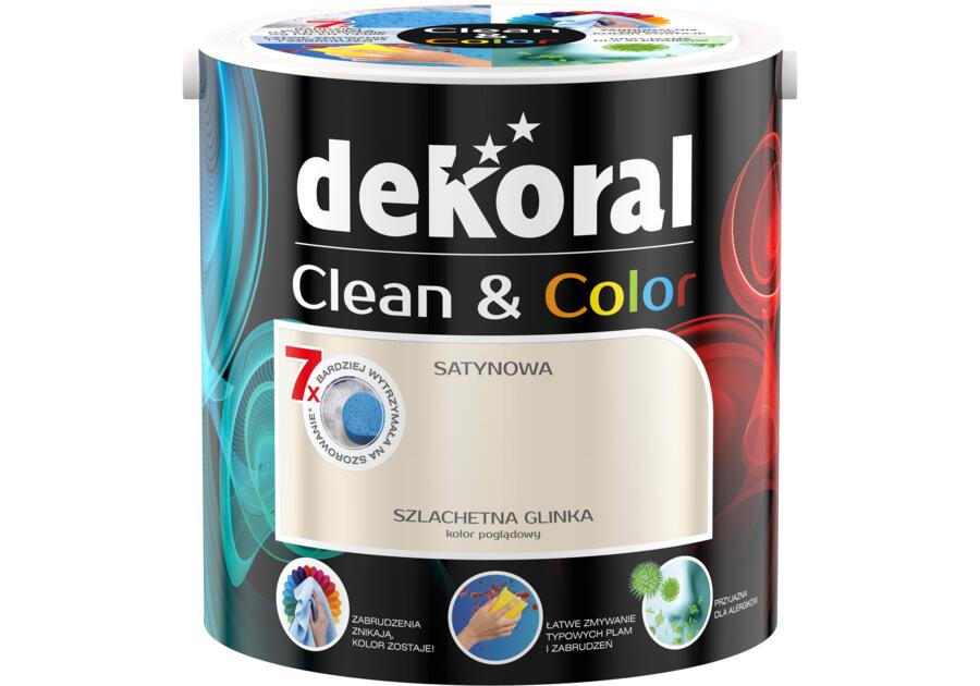 Zdjęcie: Farba satynowa Clean&Color 2,5 L szlachetna glinka DEKORAL