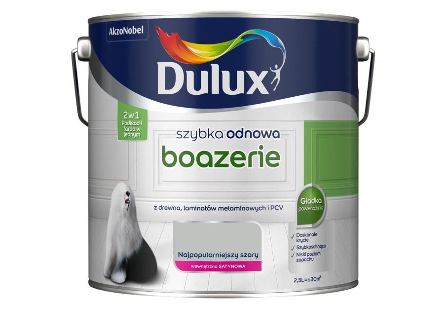 Zdjęcie: Farba akrylowa Szybka Odnowa Boazerie najpopularnieszy szary 2,5 L DULUX