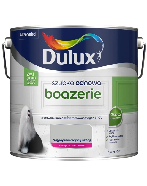 Zdjęcie: Farba akrylowa Szybka Odnowa Boazerie najpopularnieszy szary 2,5 L DULUX