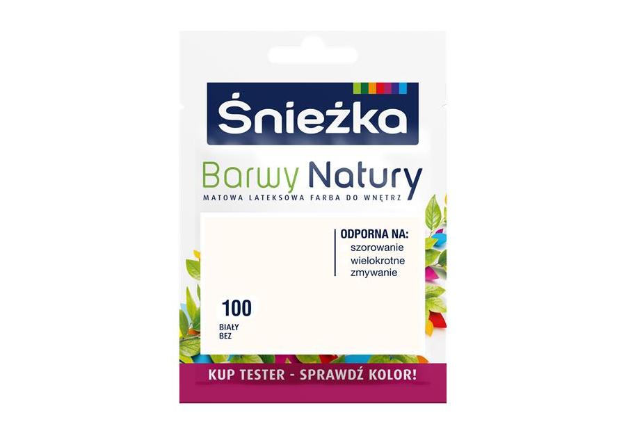 Zdjęcie: Tester koloru Barwy Natury biały beż 100 25 ml ŚNIEŻKA