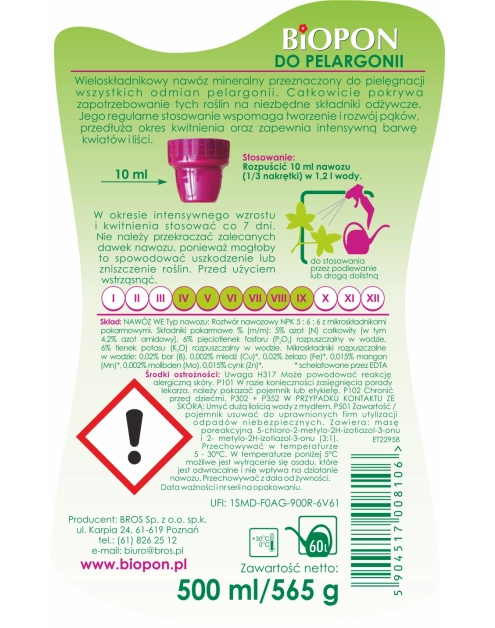 Zdjęcie: Nawóz do pelargonii 0,5 L BOPON