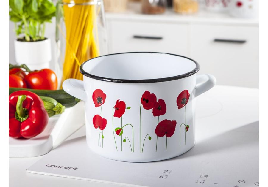 Zdjęcie: Garnek Maki prosty 20 cm - 4,8 L biały SILESIA