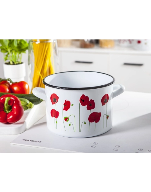 Zdjęcie: Garnek Maki prosty 20 cm - 4,8 L biały SILESIA