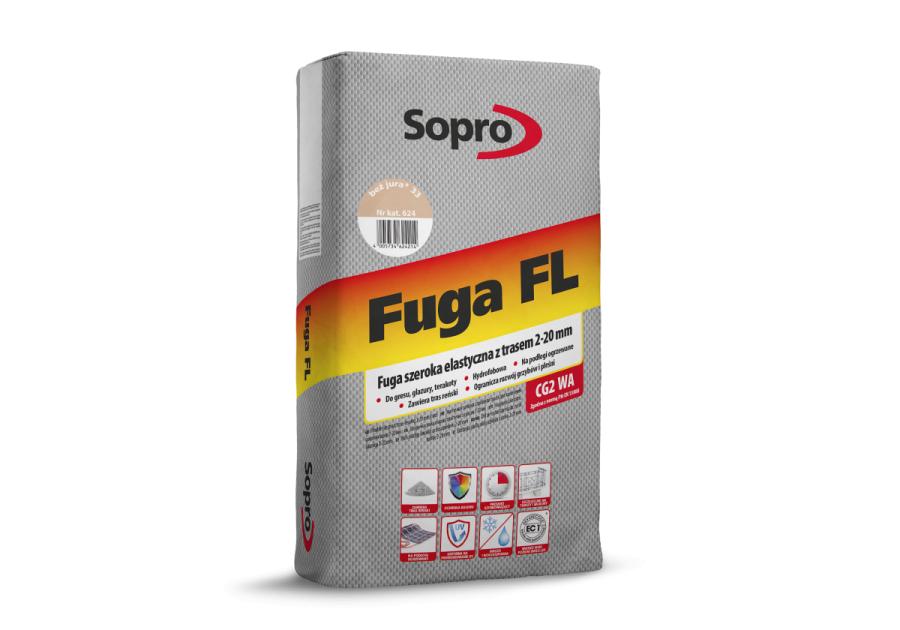 Zdjęcie: Fuga szeroka elastyczna z trasem FL beż jura 25 kg SOPRO