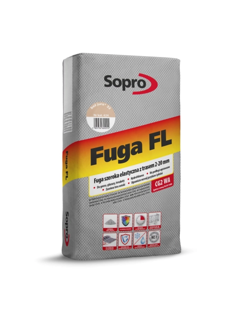 Zdjęcie: Fuga szeroka elastyczna z trasem FL beż jura 25 kg SOPRO