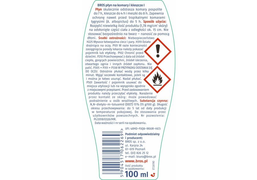 Zdjęcie: Płyn na komary i kleszcze 100 ml BROS