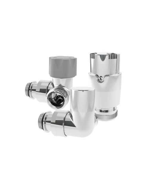 Zdjęcie: Zestaw zaworów grzejnikowych termostatycznych osiowo prawych chrom KT269A TYCNER