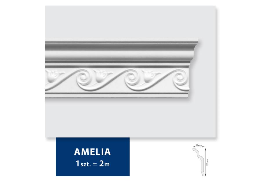 Zdjęcie: Listwa sufitowa 2x Amelia biała 13,5x5,5x200 cm DMS