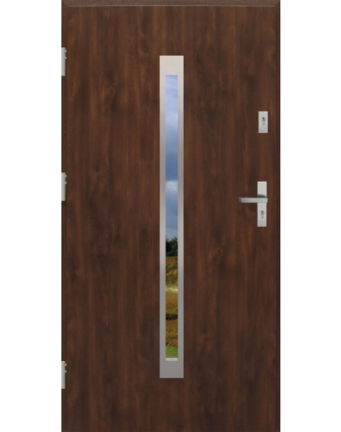 Zdjęcie: Drzwi zewnętrzne stalowo-drewniane Disting Otello 11 Orzech 100 cm lewe KR CENTER