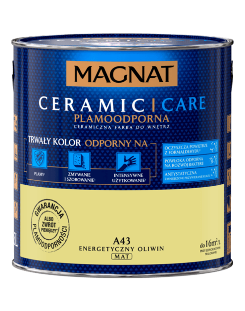 Zdjęcie: Farba do wnętrz Ceramic Care 2,5 L energiczny oliwin MAGNAT