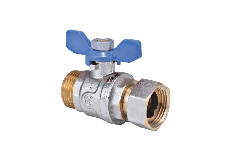 Zdjęcie: Zawór kulowy z ruchomą nakrętką  w/z 1" z motylkiem niebieskim CALIDO