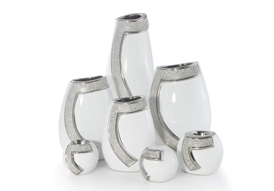 Zdjęcie: Wazon Nelda 15x15x40 cm biało-srebrny EUROFIRANY