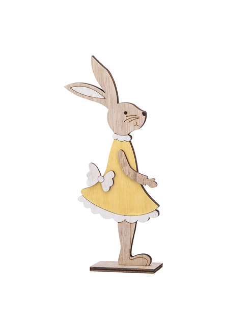 Zdjęcie: Figurka Pani Zając z welurową sukienką 8,5x3,5x22,5 cm kolor żółty ALTOMDESIGN