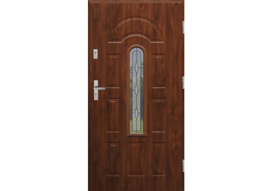 Zdjęcie: Drzwi zewnętrzne stalowo-drewniane Disting Fedora 03 Dąb złoty 90 cm prawe KR CENTER