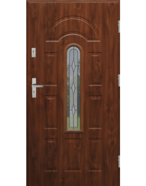 Zdjęcie: Drzwi zewnętrzne stalowo-drewniane Disting Fedora 03 Dąb złoty 90 cm prawe KR CENTER