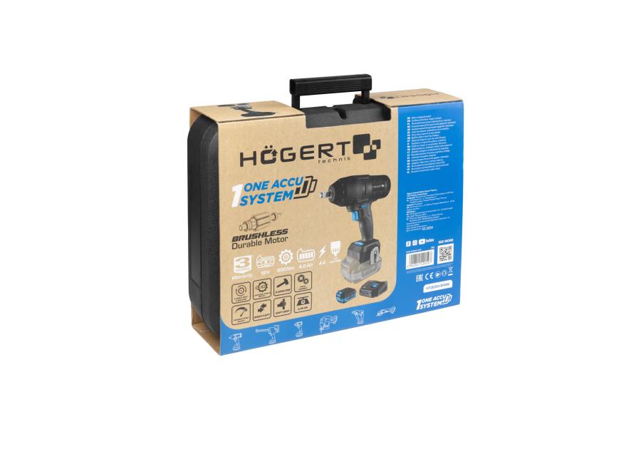 Zdjęcie: Klucz udarowy bezszczotkowy 600 Nm 18 V zestaw HOGERT TECHNIK