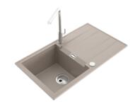Zdjęcie: Zlewozmywak granitowy Avangard 1-komorowy piaskowy 80x46x21,5 cm bateria Elite F MILÓ